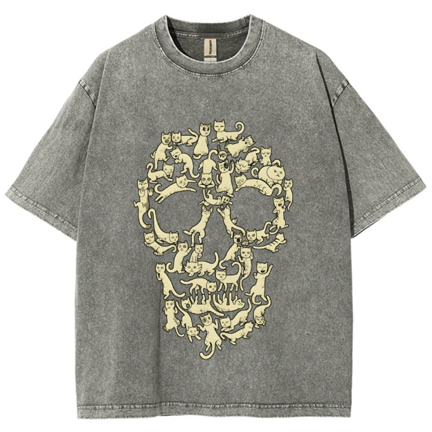 Cat Skull Vintage Washed T-shirt