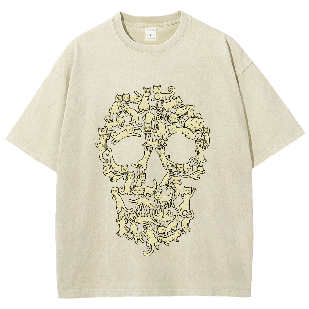 Cat Skull Vintage Washed T-shirt