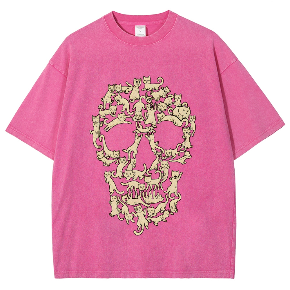 Cat Skull Vintage Washed T-shirt
