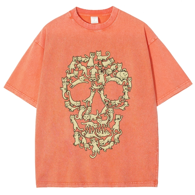 Cat Skull Vintage Washed T-shirt