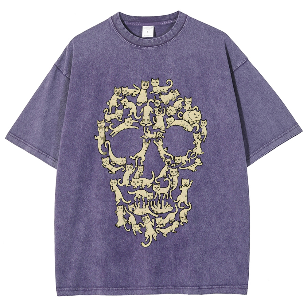 Cat Skull Vintage Washed T-shirt