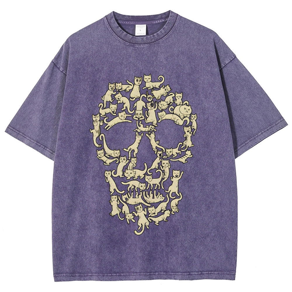 Cat Skull Vintage Washed T-shirt