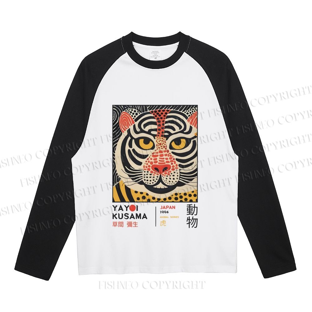 Yayoi Kusama Silly Tiger Neutral Color-Blocked Raglan Commuter Sweatshirt