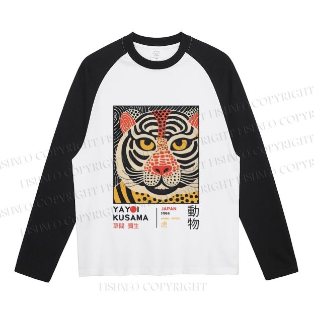 Yayoi Kusama Silly Tiger Neutral Color-Blocked Raglan Commuter Sweatshirt