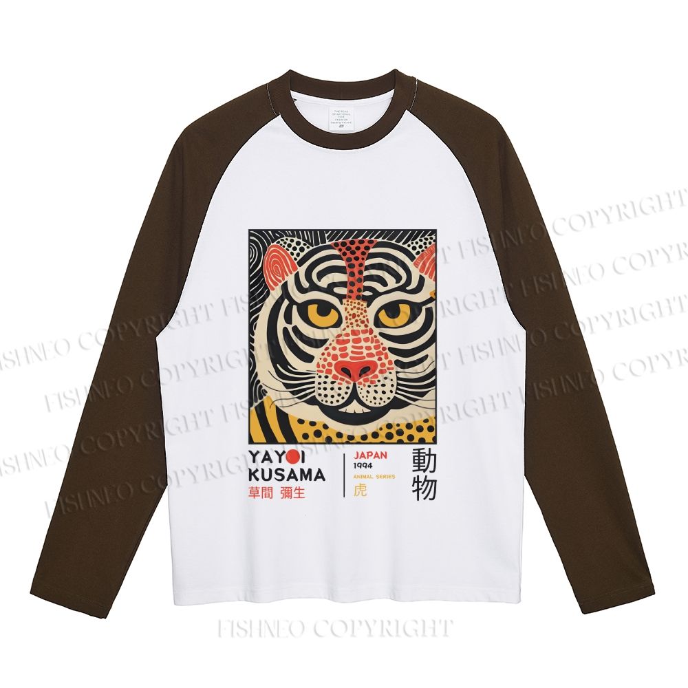 Yayoi Kusama Silly Tiger Neutral Color-Blocked Raglan Commuter Sweatshirt
