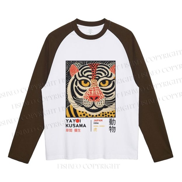 Yayoi Kusama Silly Tiger Neutral Color-Blocked Raglan Commuter Sweatshirt