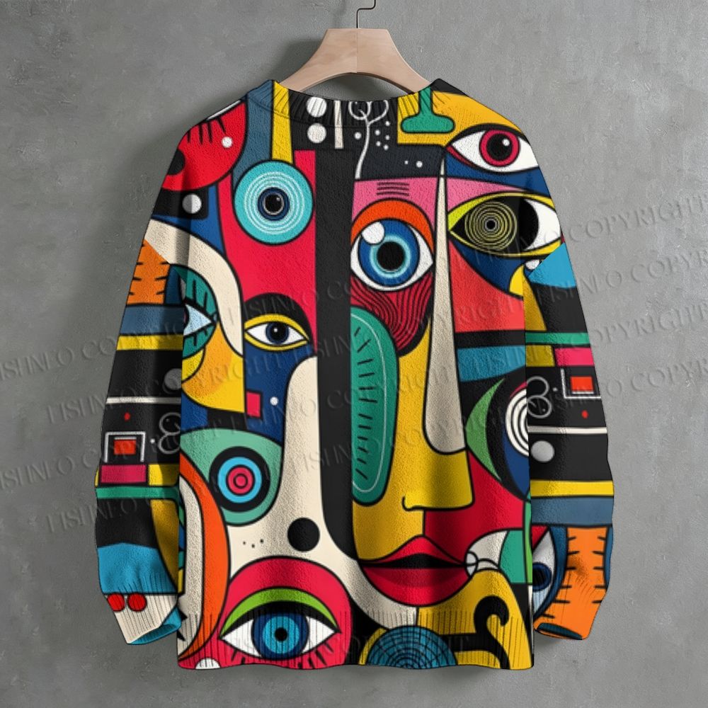 Multicolor Graffiti Color Crew Neck Sweater