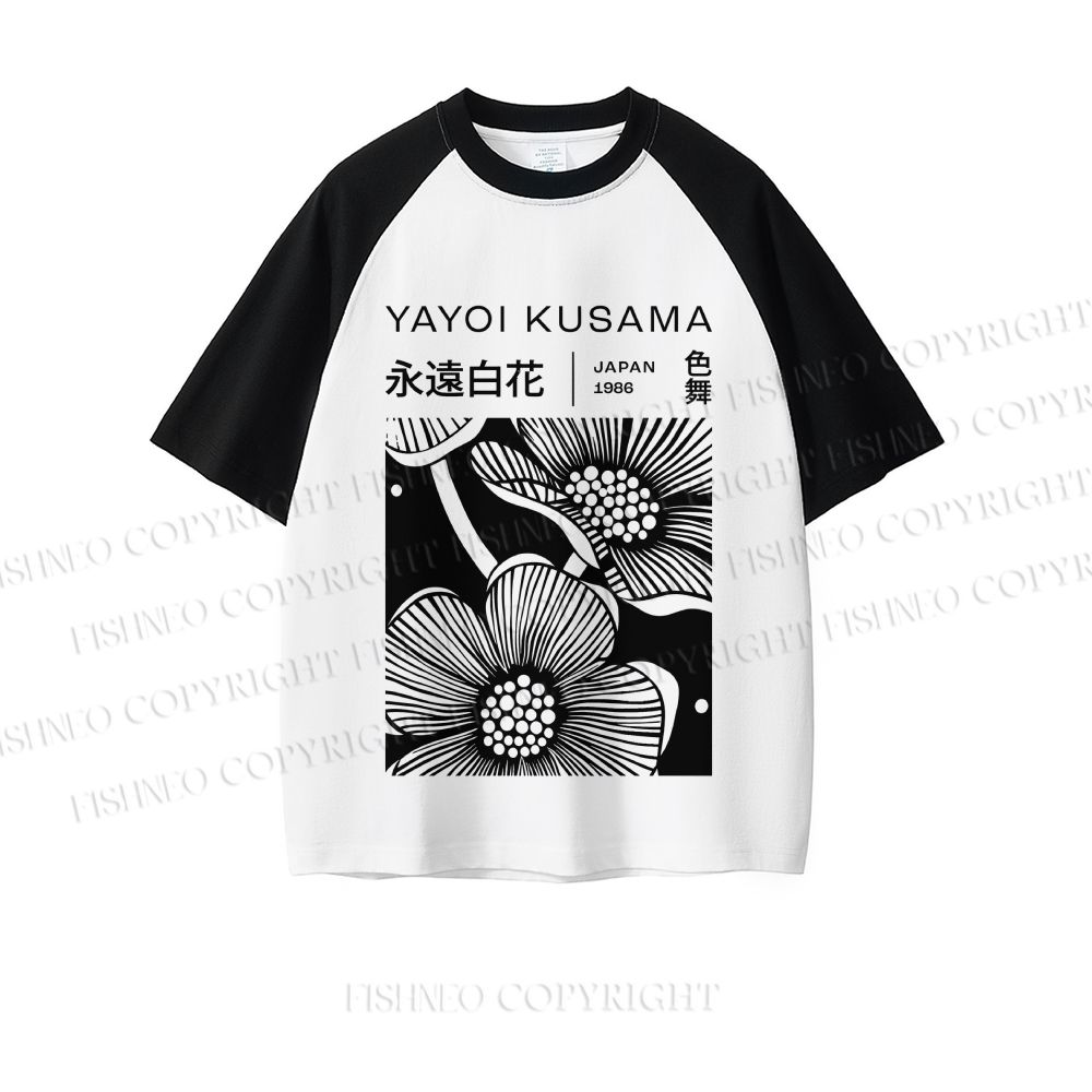 Yayoi Kusama Black Flower Dopamine color series short sleeve T-shirt