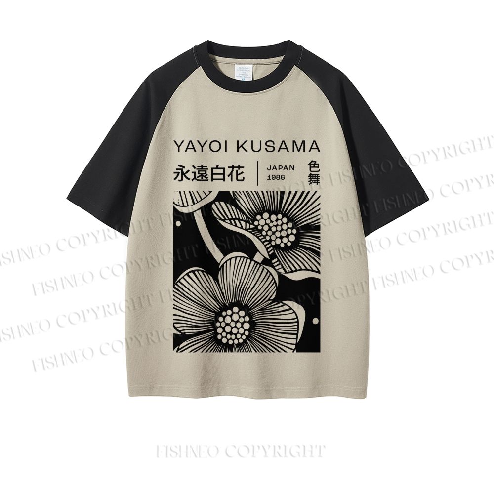 Yayoi Kusama Black Flower Dopamine color series short sleeve T-shirt