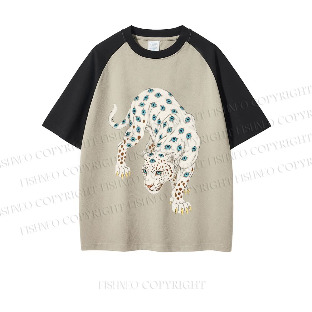 White Panther With Eyes Dopamine color series short sleeve T-shirt