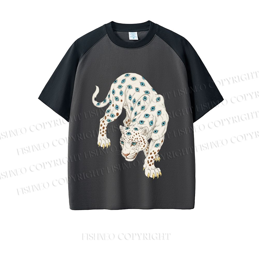 White Panther With Eyes Dopamine color series short sleeve T-shirt