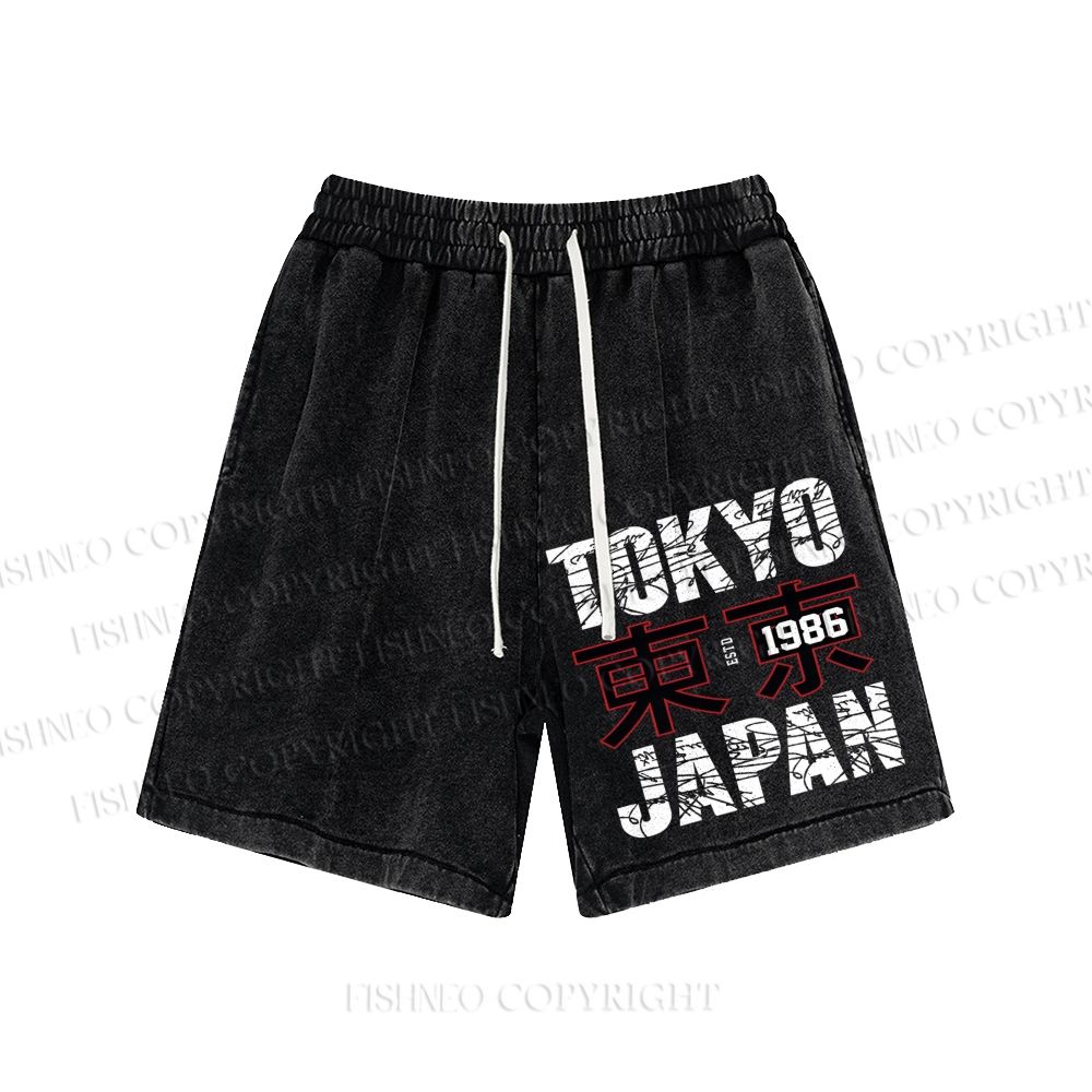 Unisex Tokyo Japan Washed Shorts