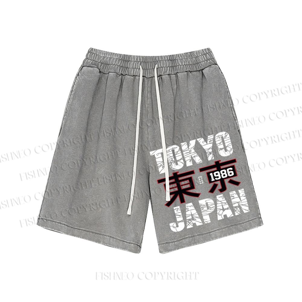 Unisex Tokyo Japan Washed Shorts