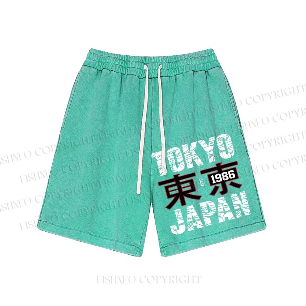 Unisex Tokyo Japan Washed Shorts