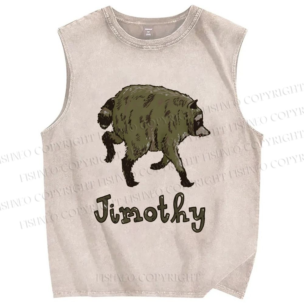 Unisex Jimothy the Raccoon Printed Washed Tank Top
