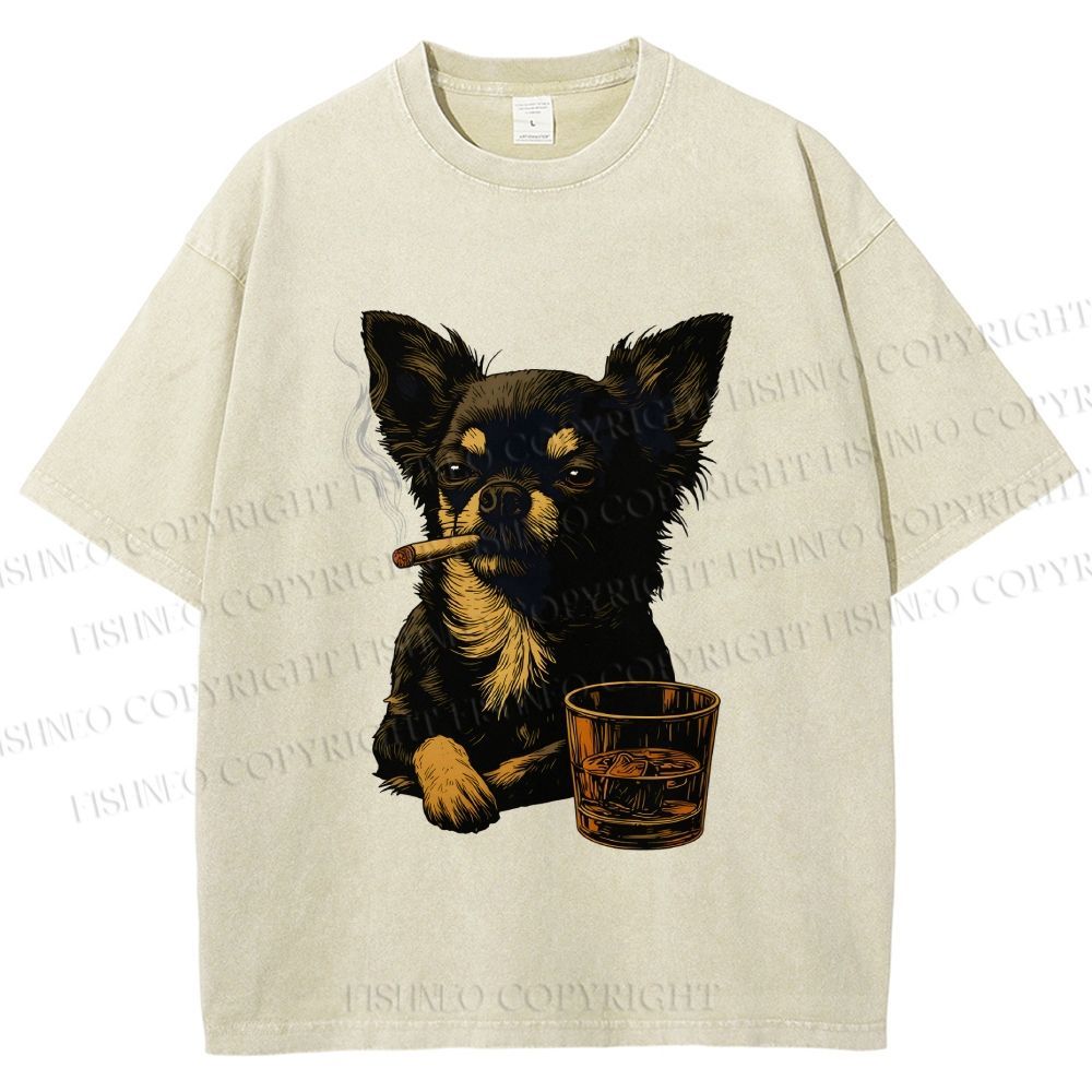 Smoking Chihuahua Vintage Washed T-shirt
