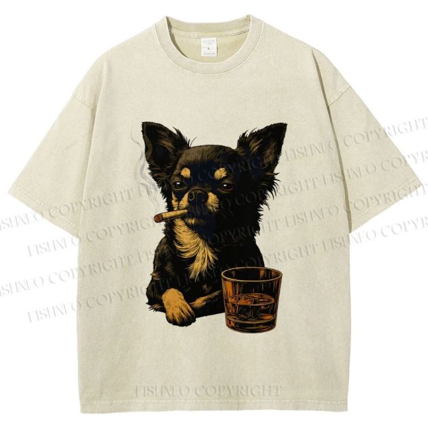 Smoking Chihuahua Vintage Washed T-shirt