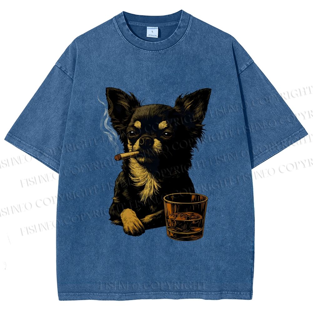 Smoking Chihuahua Vintage Washed T-shirt