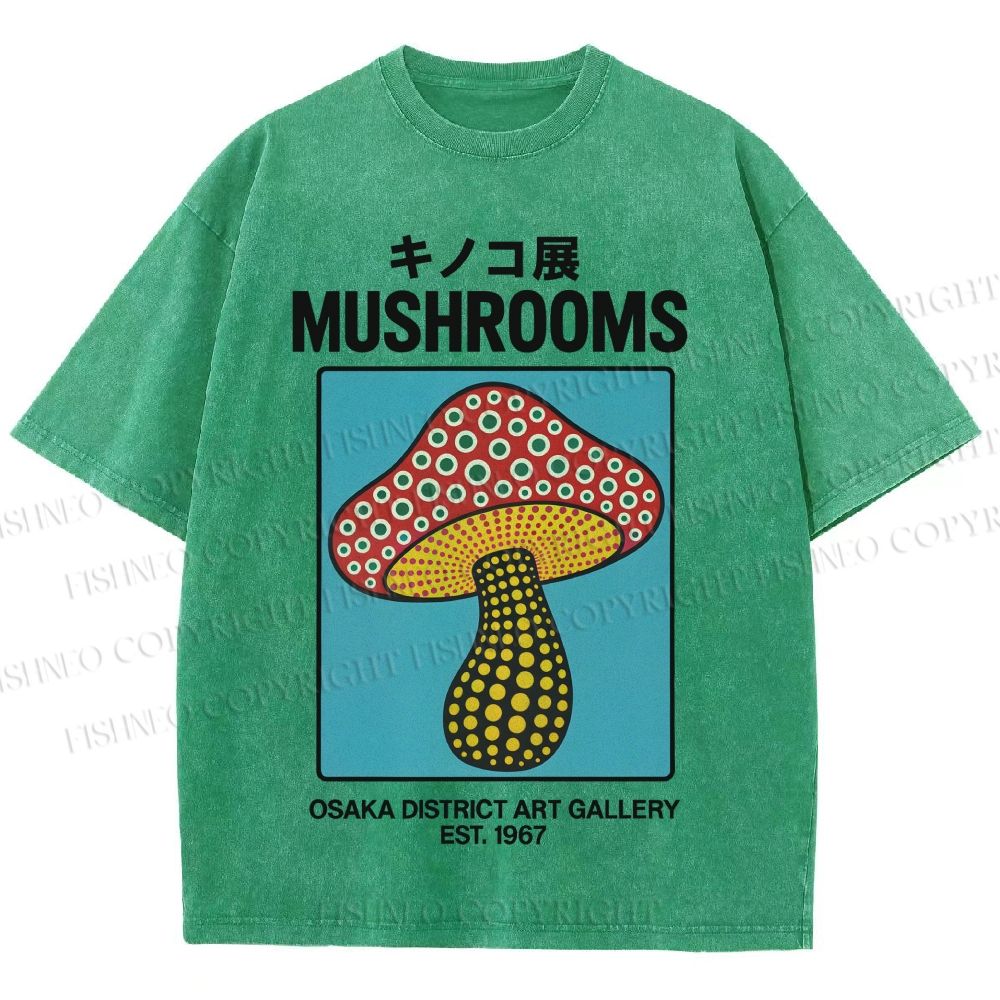 Japanese Polka Dot Art Mushrooms Vintage Washed T-shirt