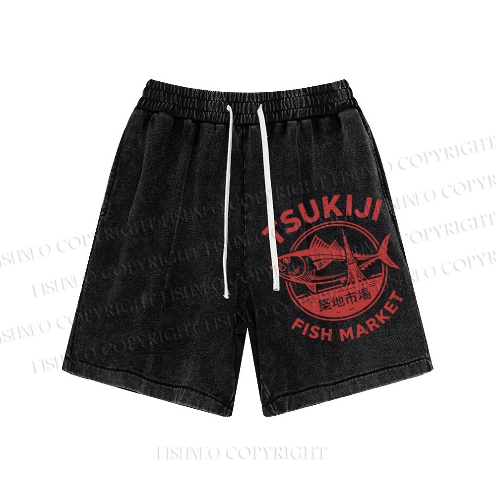 Unisex Tsukiji Fish Market Washed Shorts