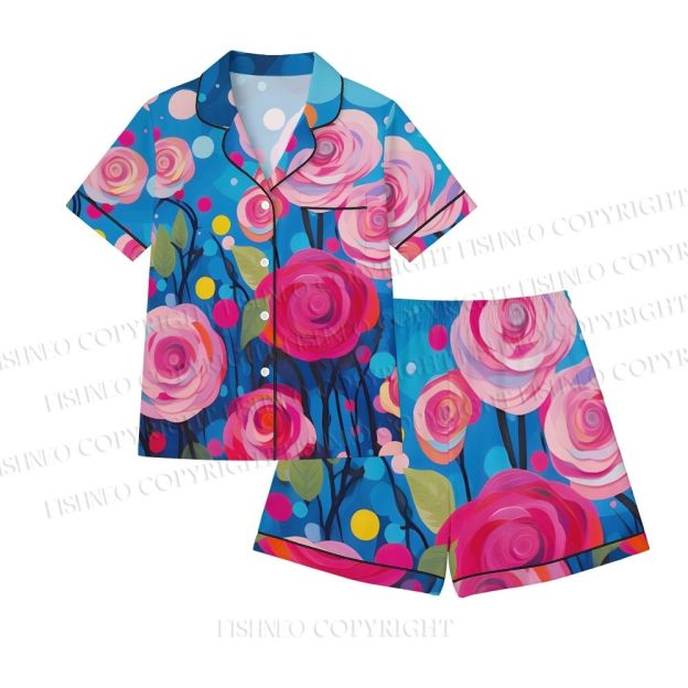 Oil Painting Rose Bubble Pajama sets