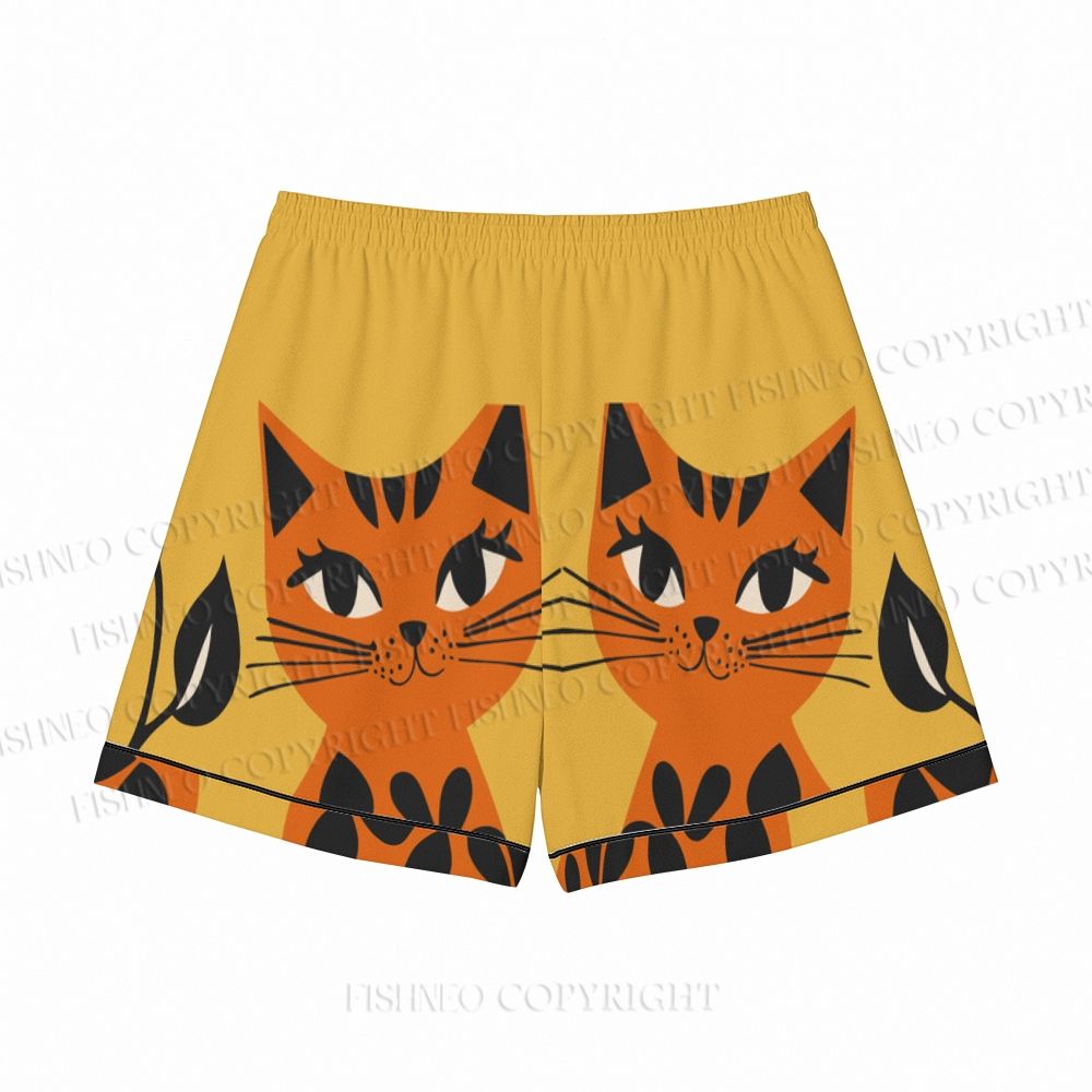 Floral Cat Crew Neck Pajama sets