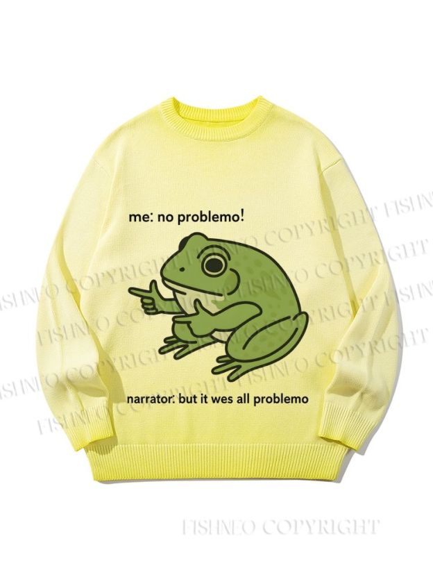 Unisex  Frog Me No Problemo Narrator But It Was All Problemo Gradient Casual Sweater