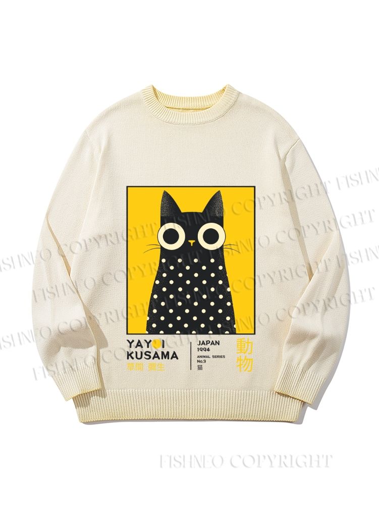 Unisex Yayoi Kusama Cat Gradient Casual Sweater