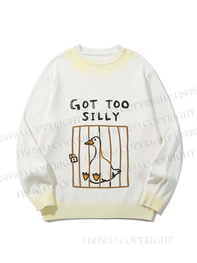Unisex Cute Got Too Silly Duck Gradient Casual Sweater