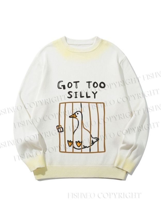 Unisex Cute Got Too Silly Duck Gradient Casual Sweater