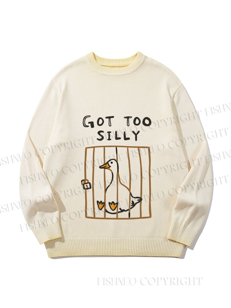 Unisex Cute Got Too Silly Duck Gradient Casual Sweater