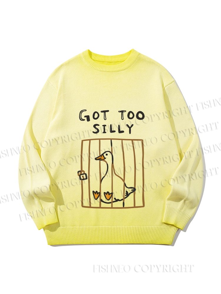 Unisex Cute Got Too Silly Duck Gradient Casual Sweater