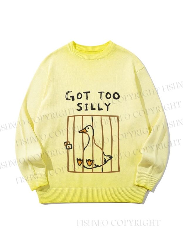 Unisex Cute Got Too Silly Duck Gradient Casual Sweater