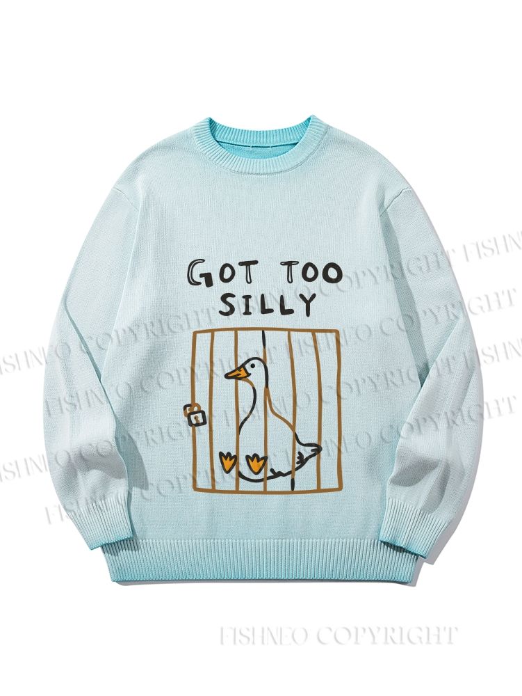 Unisex Cute Got Too Silly Duck Gradient Casual Sweater