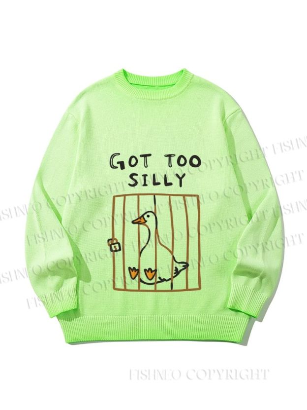 Unisex Cute Got Too Silly Duck Gradient Casual Sweater