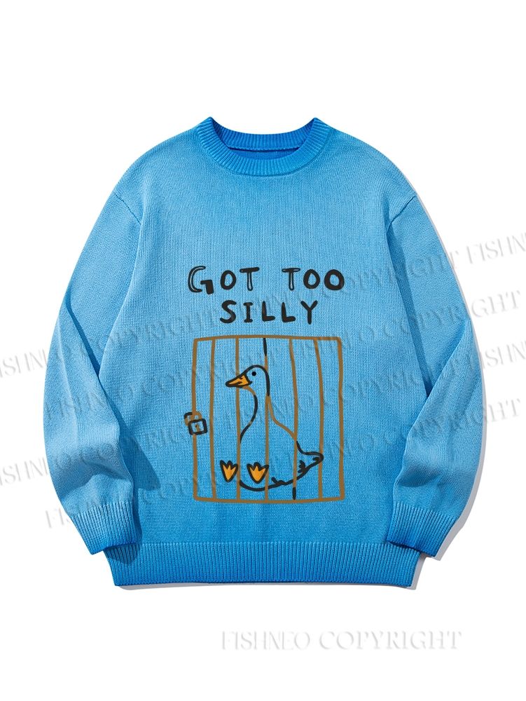 Unisex Cute Got Too Silly Duck Gradient Casual Sweater