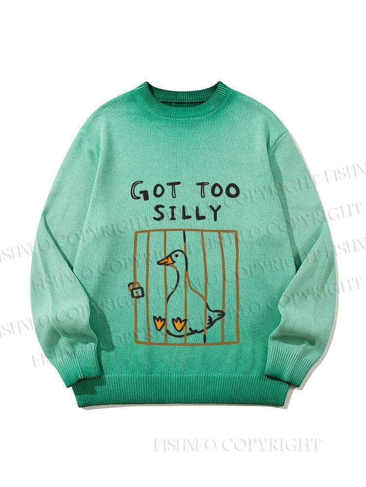 Unisex Cute Got Too Silly Duck Gradient Casual Sweater