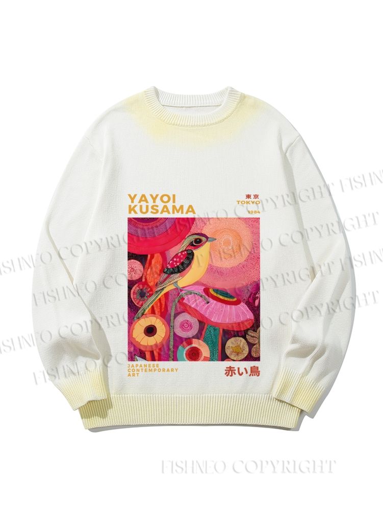 Unisex Yayoi Kusama Bird Gradient Casual Sweater