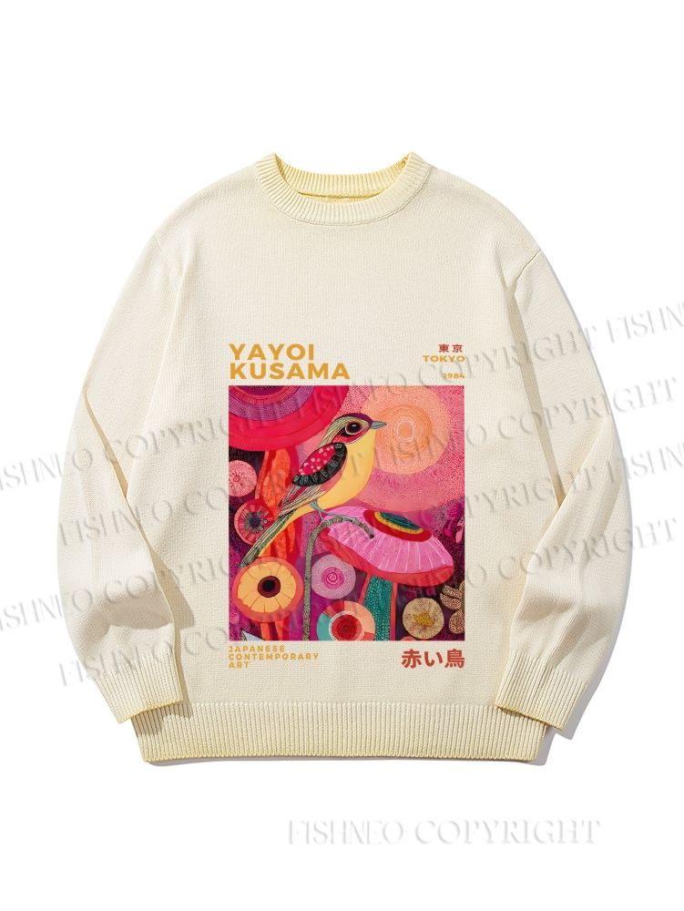 Unisex Yayoi Kusama Bird Gradient Casual Sweater