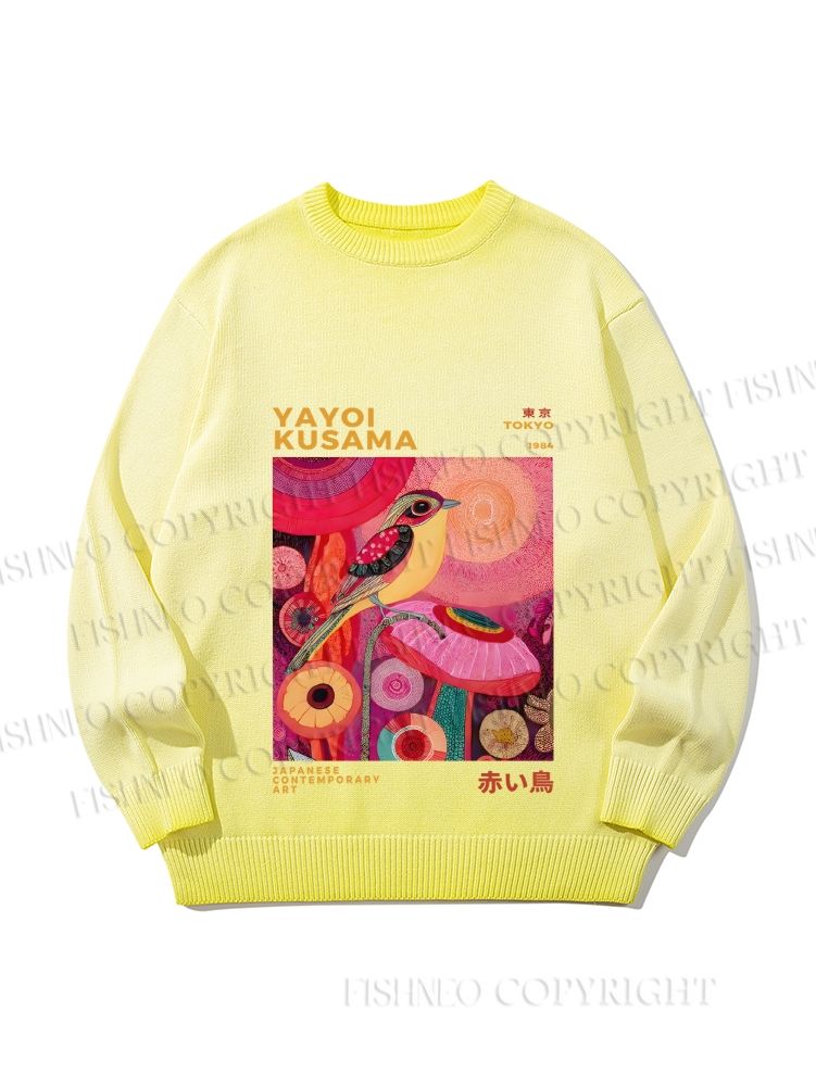 Unisex Yayoi Kusama Bird Gradient Casual Sweater