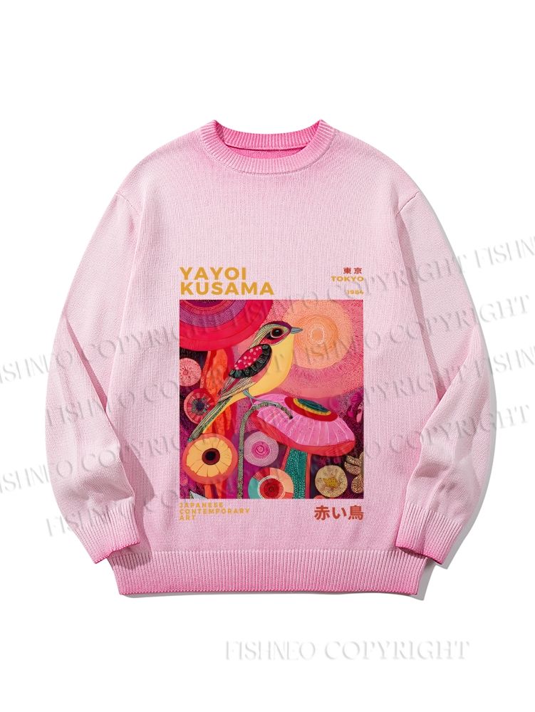 Unisex Yayoi Kusama Bird Gradient Casual Sweater