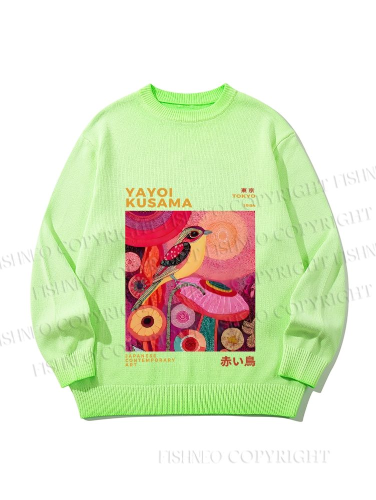 Unisex Yayoi Kusama Bird Gradient Casual Sweater