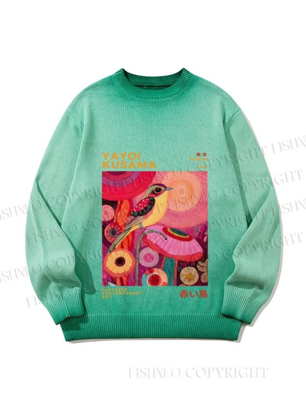 Unisex Yayoi Kusama Bird Gradient Casual Sweater