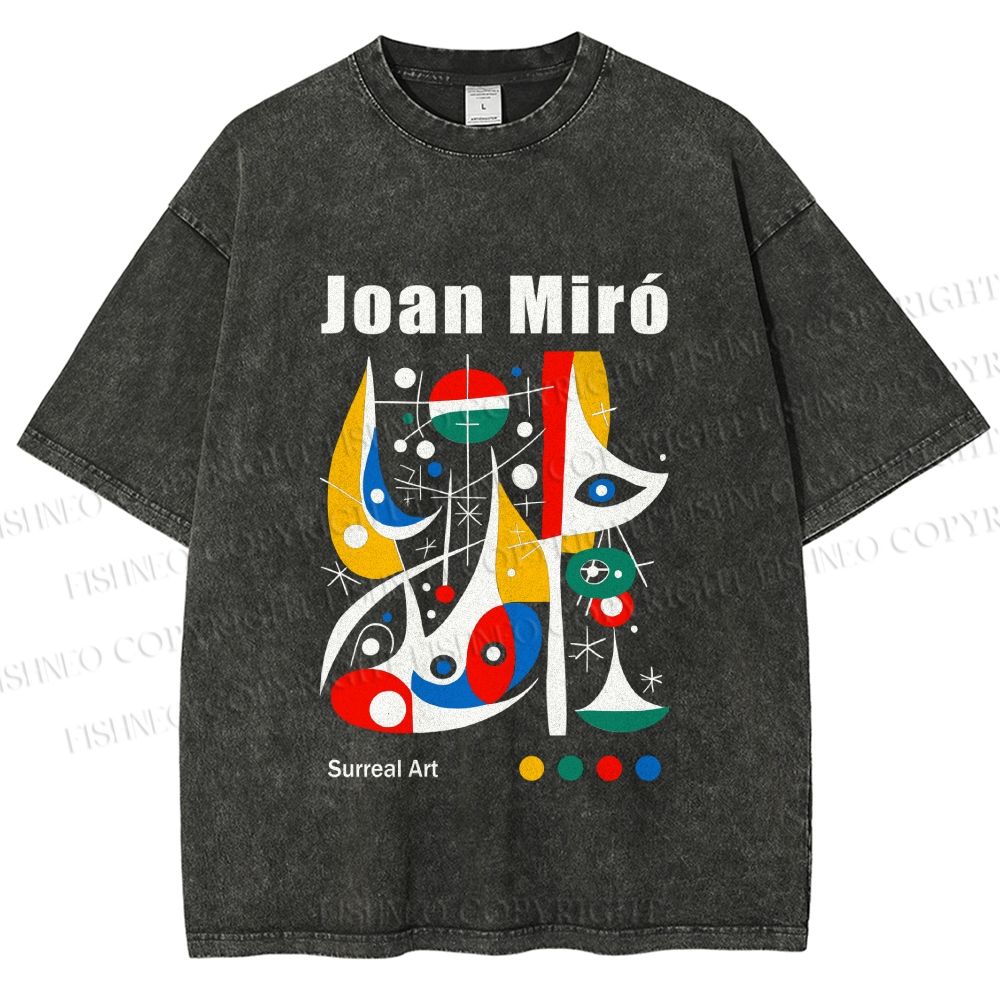 Unisex Joan Miró Style Art Printed Washed Tee