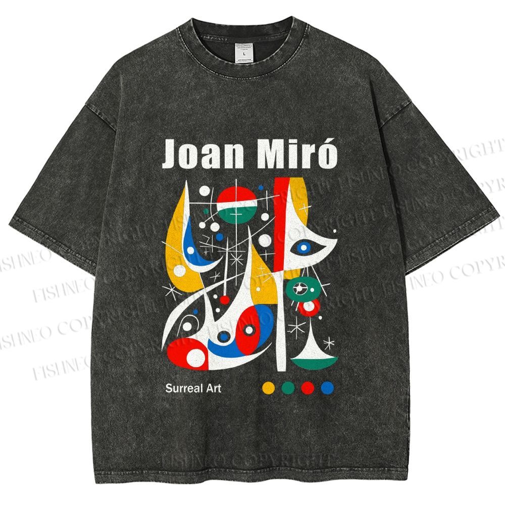 Unisex Joan Miró Style Art Printed Washed Tee