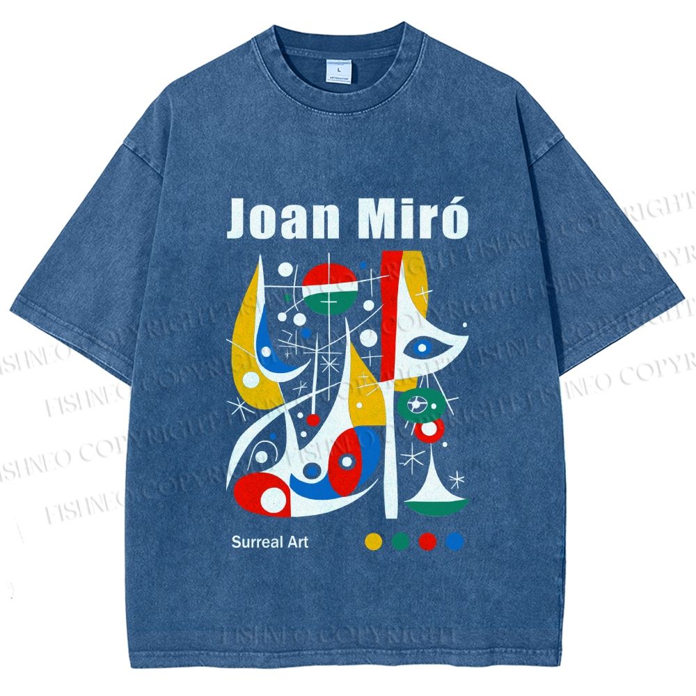 Unisex Joan Miró Style Art Printed Washed Tee