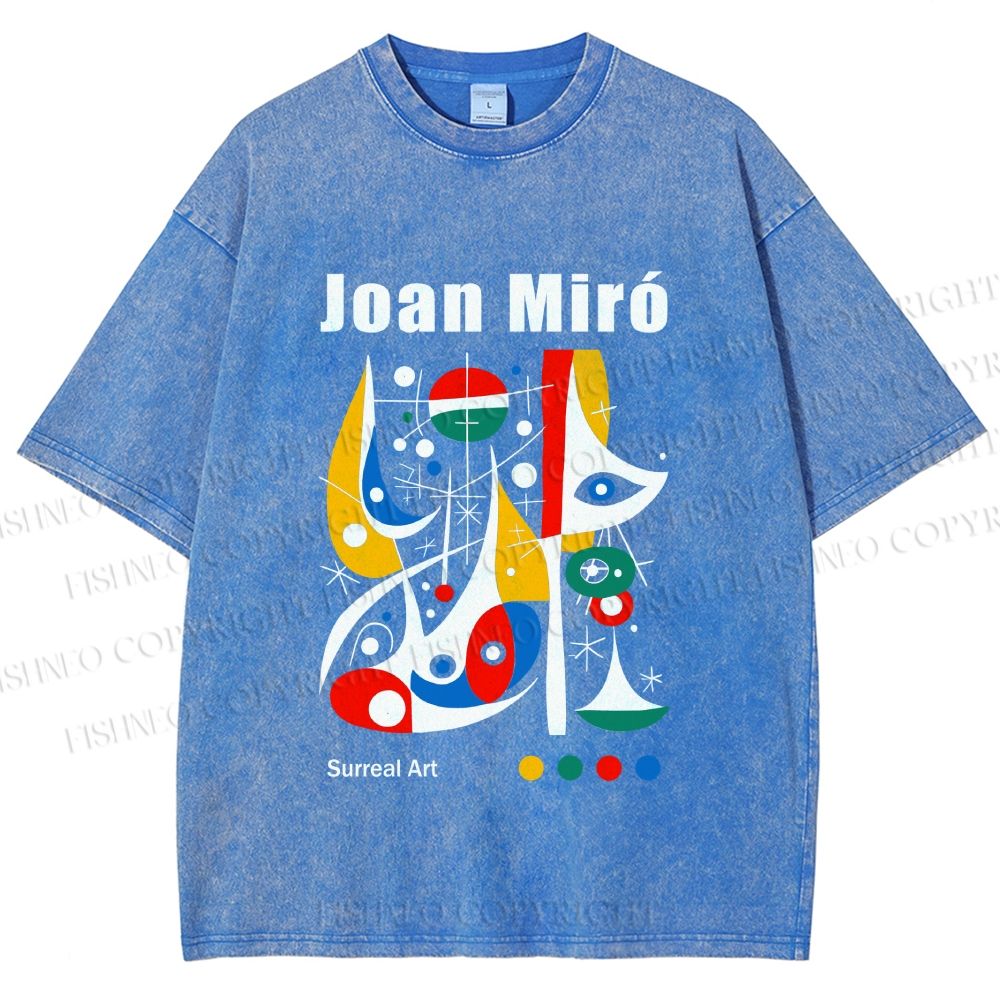Unisex Joan Miró Style Art Printed Washed Tee
