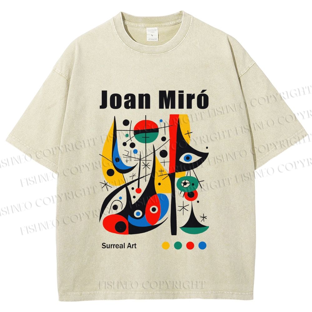 Unisex Joan Miró Style Art Printed Washed Tee