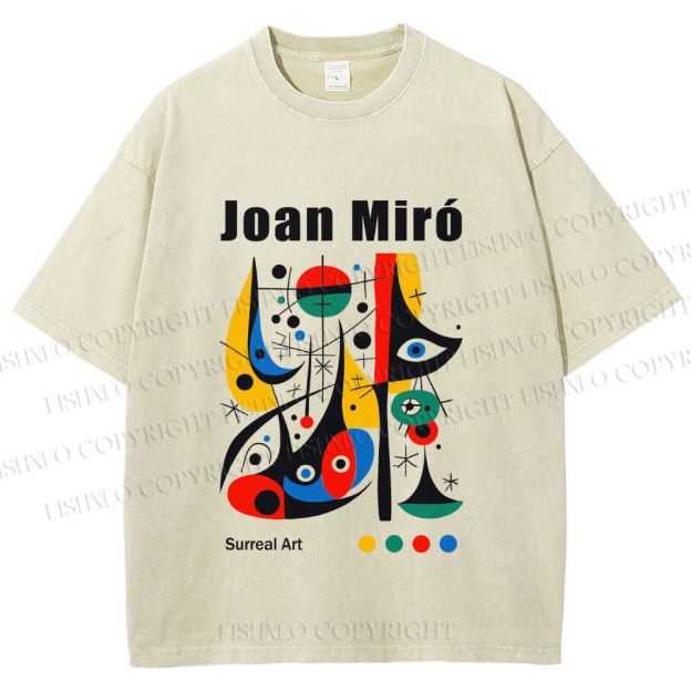 Unisex Joan Miró Style Art Printed Washed Tee