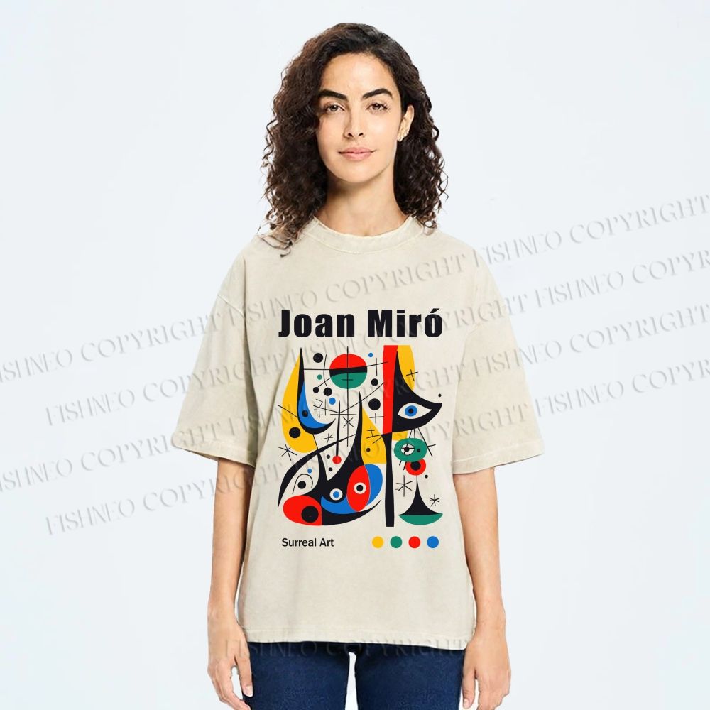 Unisex Joan Miró Style Art Printed Washed Tee